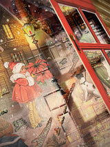 Tarjeta de Navidad y Adviento 'Ventana Nostálgica' - Roja