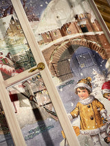 Tarjeta de Navidad y Adviento 'Ventana Nostálgica' - Blanca con Paisaje