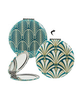 Espejo de Bolsillo Doble 'Art Deco' - Azul