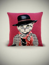 Funda de Cojín 'Chatnel II' con Gato - 45x45 cm