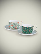 Set de 2 Tazas con Plato 'Floral Fantasy' - 240 ml