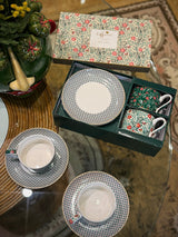 Set de 2 Tazas con Plato 'Floral Fantasy' - 240 ml