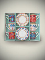 Juego de 6 Tazas y Platos de Café 'Tropical Groovy'