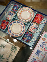 Juego de 6 Tazas y Platos de Café 'Tropical Groovy'