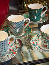 Juego de 6 Tazas y Platos de Café 'Floral Fantasy'