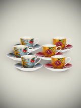 Juego de 6 Tazas y Platos de Café 'Sun & Moon'