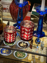 Portavela de Cristal Rojo 'Flakes' - Pequeño