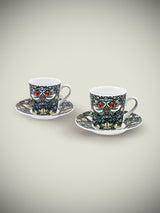 Juego de 2 Tazas y Platos de Espresso 'Strawberry Thief' - William Morris