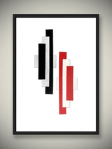 Lámina Decorativa 'Geometría en Negro y Rojo'