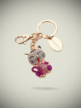 Llavero con Cristales ‘Lucky Charm’ - Gato Rosa
