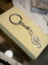 Llavero Plateado y Esmalte 'Clave de Sol'