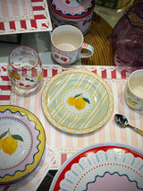 Plato de Postre de Porcelana 'Fruit Mania' Limones y Rayas