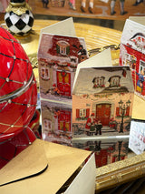 Pequeña Tarjeta de Navidad y Adviento 'Casas de Navidad' - Rosa