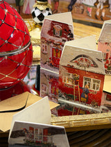 Pequeña Tarjeta de Navidad y Adviento 'Casas de Navidad' - Rojo