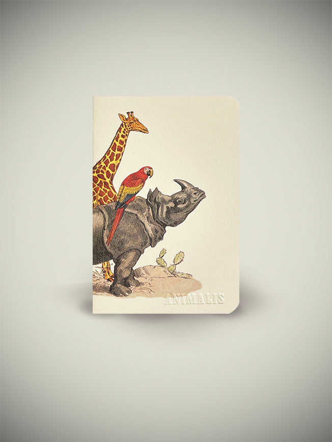 Mini Libreta 'Animalis' - Rinoceronte, Loro y Jirafa