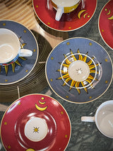 Juego de 6 Tazas y Platos de Café 'Sun & Moon'