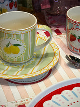 Plato de Postre de Porcelana 'Fruit Mania' Limones y Rayas