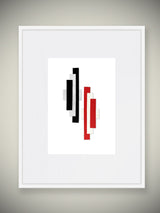 Lámina Decorativa 'Geometría en Negro y Rojo'