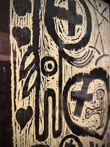 Xilografía Numerada y Firmada 'Montjuic - Serie Crema' Negro y Rojo - Victor Mira