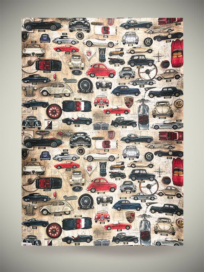 Papel De Regalo De Coches Clásicos Vintage: Papel De Regalo, Manualidades, Scrapbooking - México