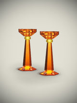 Pareja de Candelabros de Cristal 'Art Deco' - Naranja