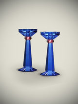 Pair of 'Art Deco' Crystal Chandeliers - Cobalt Blue