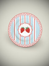 Plato de Postre de Porcelana 'Fruit Mania' Fresas y Rayas