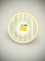 Plato de Postre de Porcelana 'Fruit Mania' Limones y Rayas