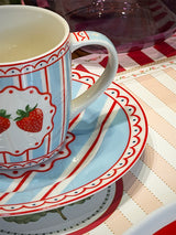 Plato de Postre de Porcelana 'Fruit Mania' Fresas y Rayas