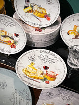 Set de 4 Platos de Postre de Porcelana 'Les Fromages'