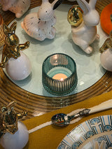 Portavela Tealight de Cristal 'Brisa' - Azul