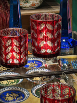 Portavela de Cristal Rojo 'Flakes' - Pequeño