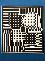 Serigrafía H.C. 'Azul, Blanco y Negro Geométrico' - Victor Vasarely