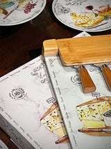 Tabla de Cortar de Cristal y 4 Cuchillos 'Les Fromages'