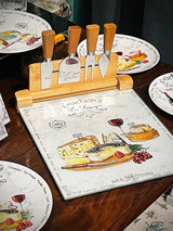 Tabla de Cortar de Cristal y 4 Cuchillos 'Les Fromages'