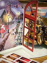 Tarjeta de Navidad y Adviento 'Ventana Nostálgica' - Roja