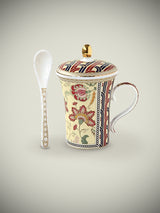 Taza para Infusiones con Tapa y Cuchara 'Glamour' - Paisley Beige - 320 ml