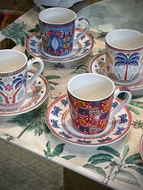 Juego de 6 Tazas y Platos de Café 'Tropical Groovy'