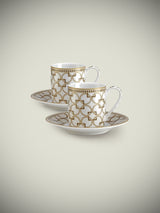 Juego de 2 Tazas de Espresso de Porcelana con Plato 'Decó'