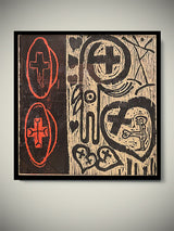 Xilografía Numerada y Firmada 'Montjuic - Serie Crema' Negro y Rojo - Victor Mira