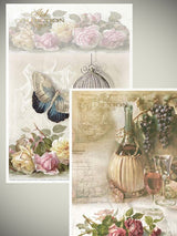 Pack of 11 Sheets of A4 Rice Paper 'Vintage Style'