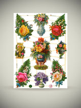 Sheet of German Scrap Reliefs 'Vintage Flowers'