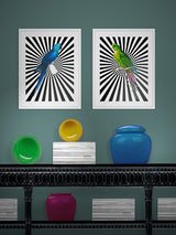 Láminas decorativas 'Loros y Rayas'