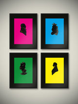 Láminas Decorativas de Arte 'Siluetas Color Chic'