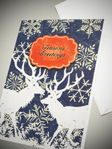 Christmas Card 'Reindeer and Snowflakes'