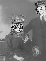 Lámina Decorativa 'Perro y Gato Victoriano'