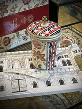 Taza para Infusiones con Tapa y Cuchara 'Glamour' - Paisley Beige - 320 ml