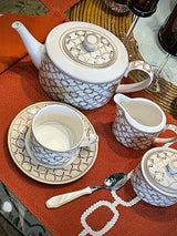 Taza de Té de Porcelana con Plato 'Decó' - 220 m