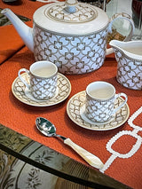 Juego de 2 Tazas de Espresso de Porcelana con Plato 'Decó'