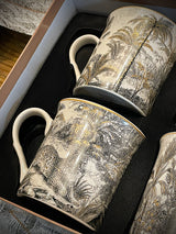 Set of 4 Porcelain Mugs 'Retro Jungle' - 300 ml